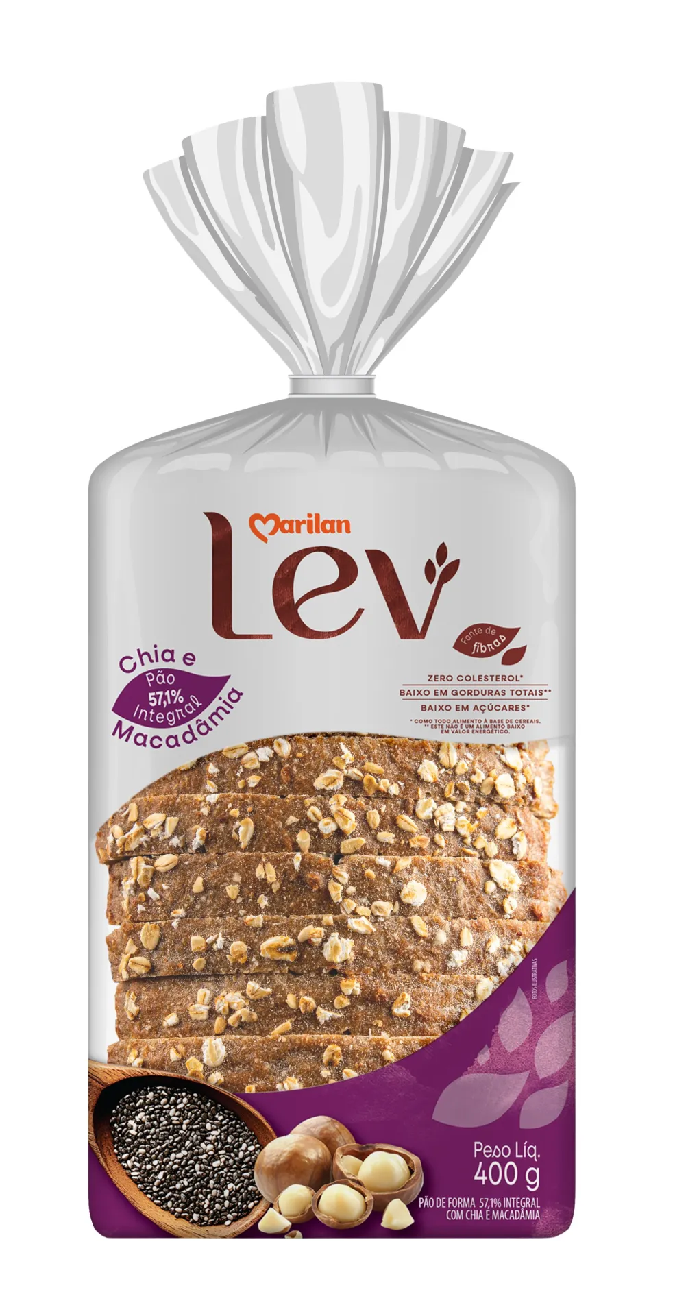 Pão Lev Forma Chia e Macadâmia 400g