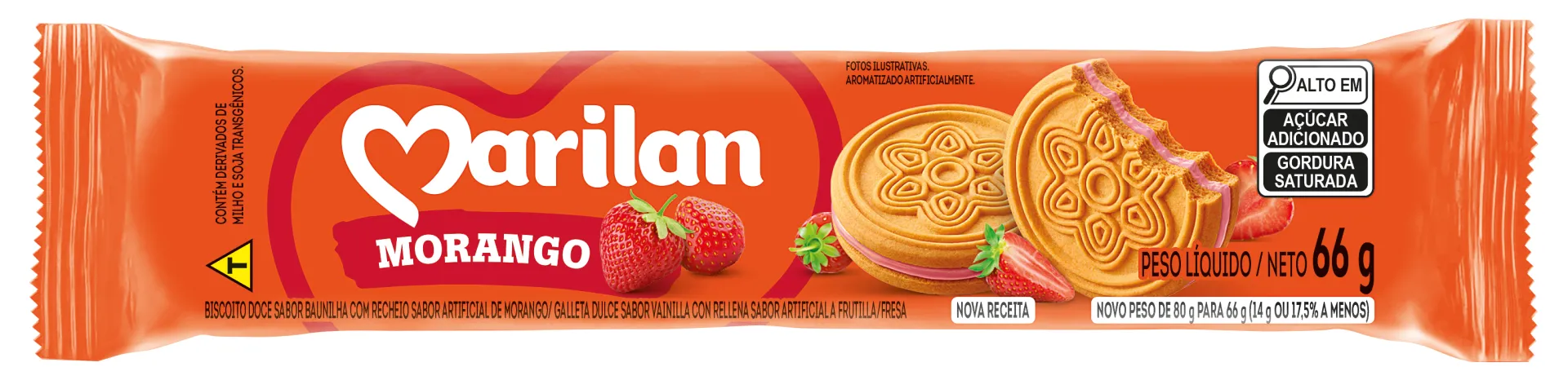 Biscoito Marilan Recheado Morango 66g