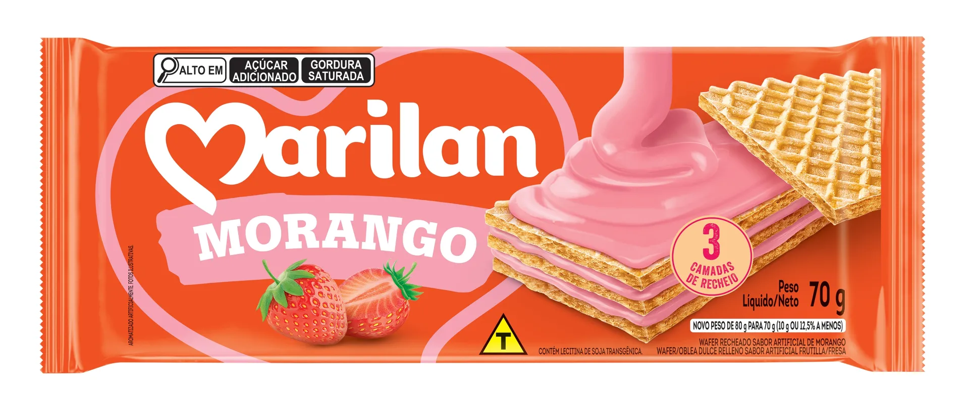 Biscoito Marilan Wafer Morango 70g