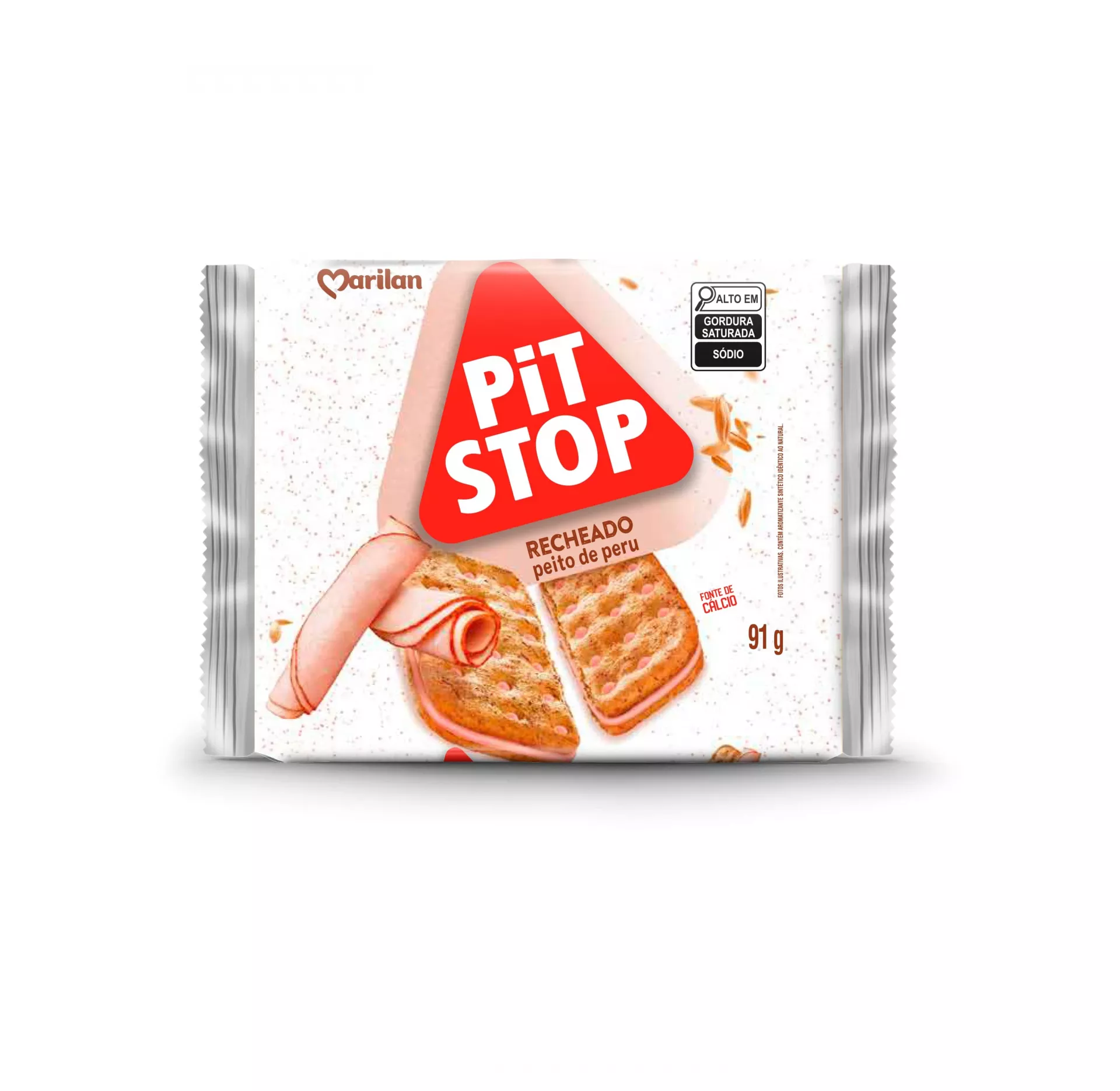 Biscoito Pit Stop Recheado Peito de Peru 91g