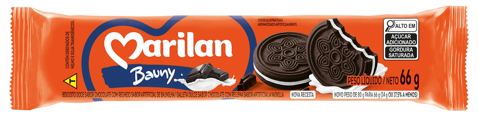 Biscoito Marilan Recheado Bauny 66g