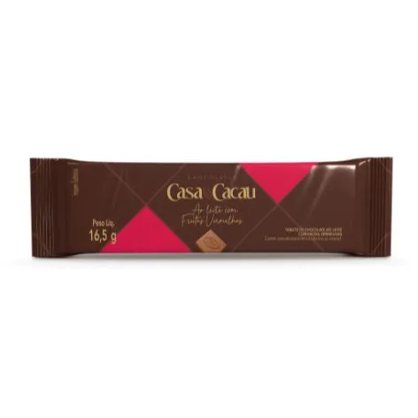 Tablete Chocolate ao Leite com Frutas Vermelhas 16,5g