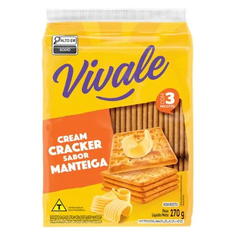 Biscoito Vivale Cream Cracker Manteiga 270g