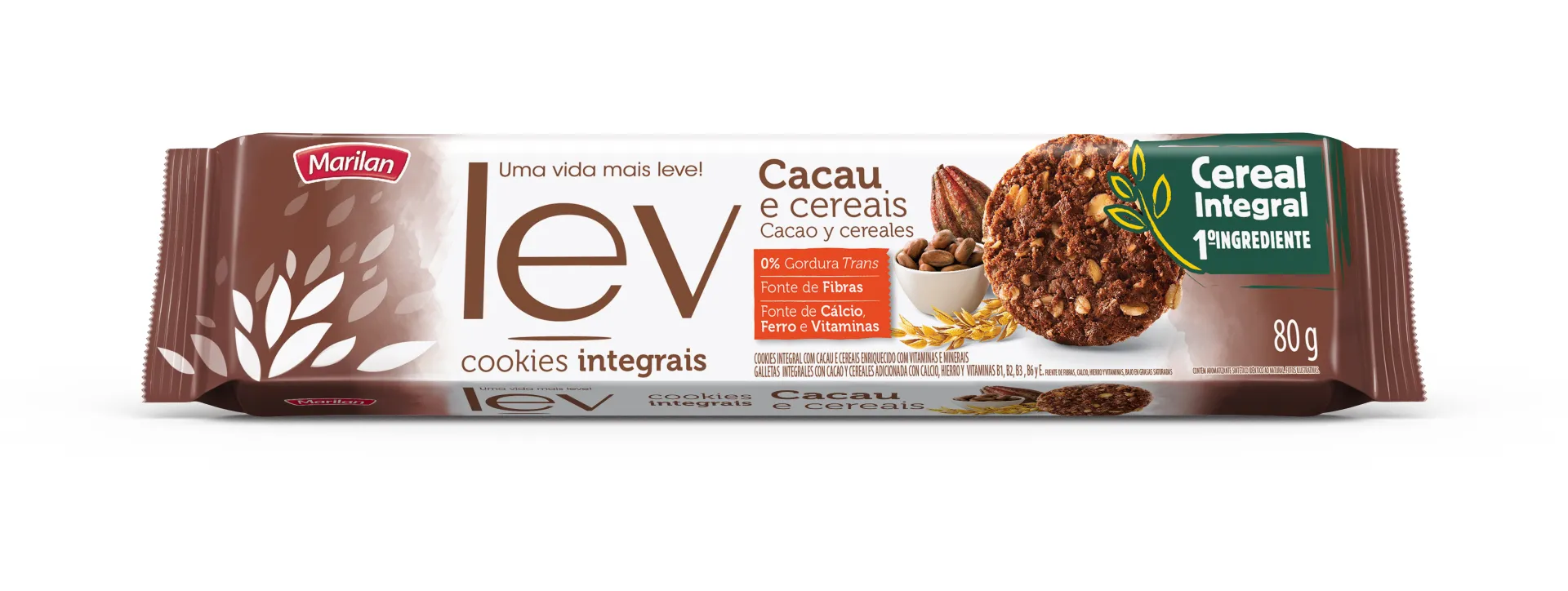 Cookies Lev Cacau e Cereais 80g