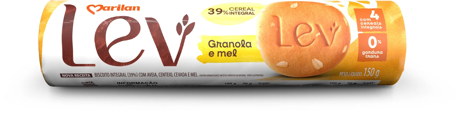 Biscoito Integral Lev Granola e Mel 150g