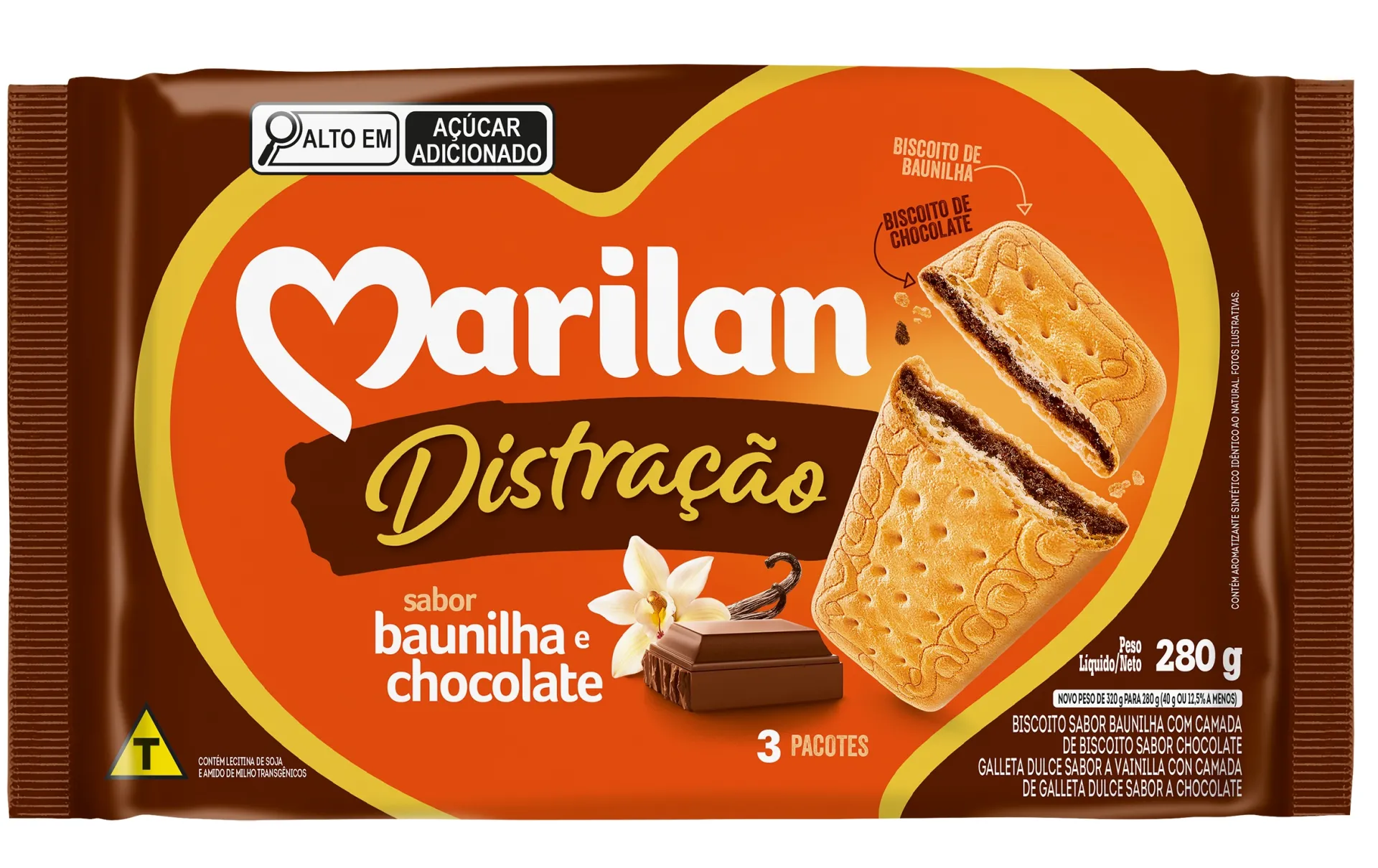 Biscoito Distração Chocolate com Baunilha 280g